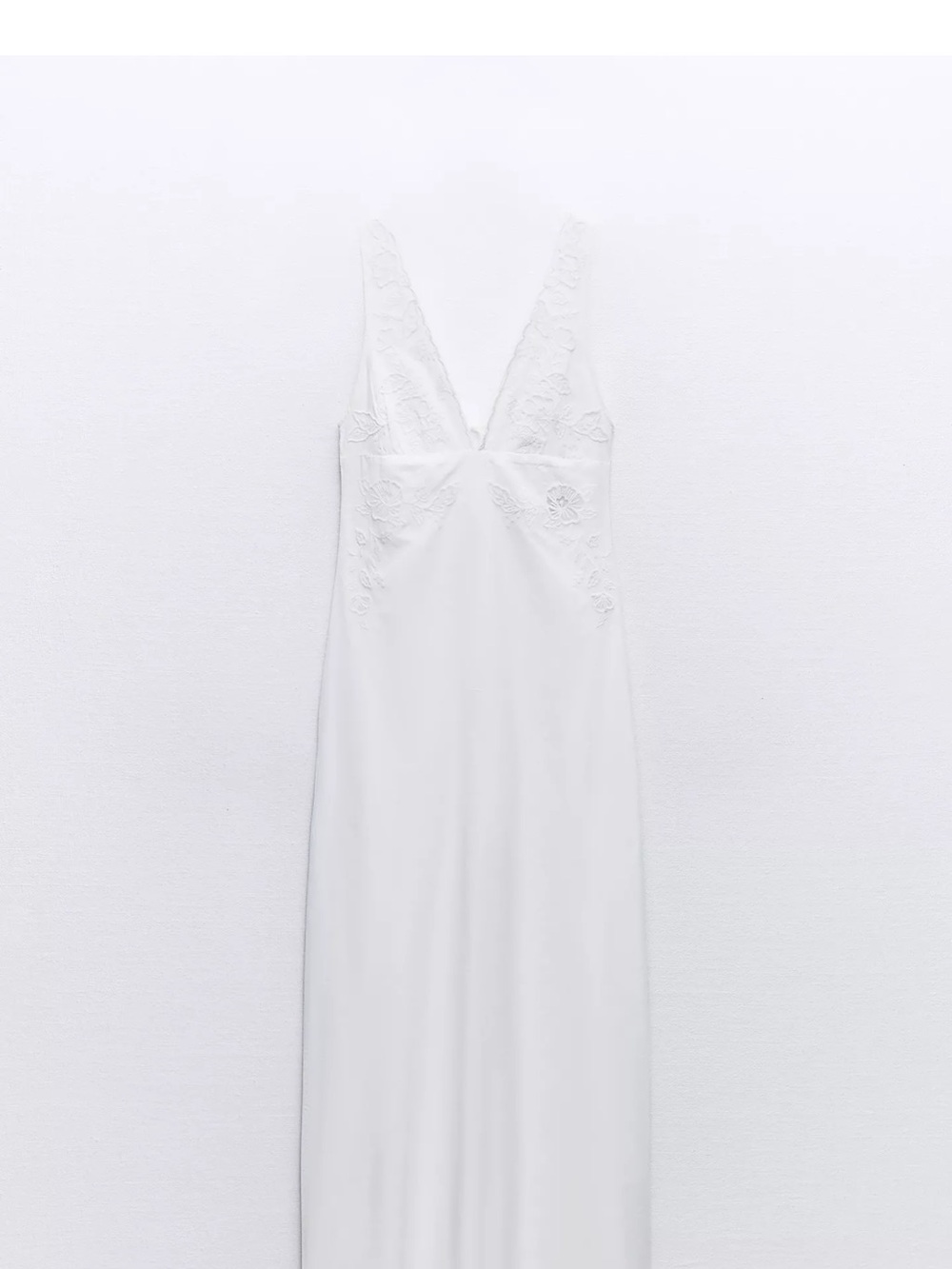Zara Floral Poplin Lace Midi Dress – White – Size M